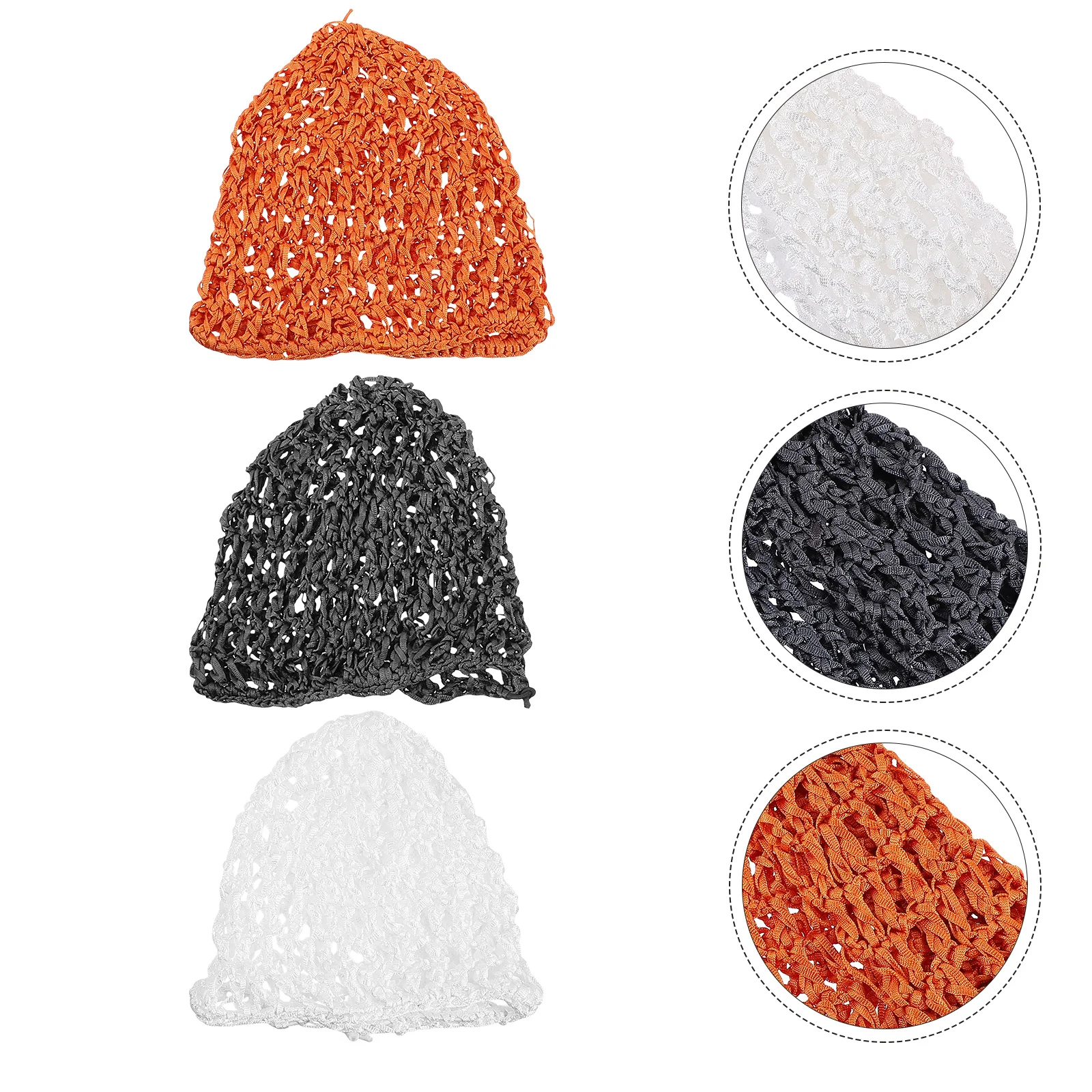

3pcs Women Net Mesh Sleeping Hat For Long Braids Curly Crocheted Caps Nets Sleep Hair Cover Women Hair Care Supplies