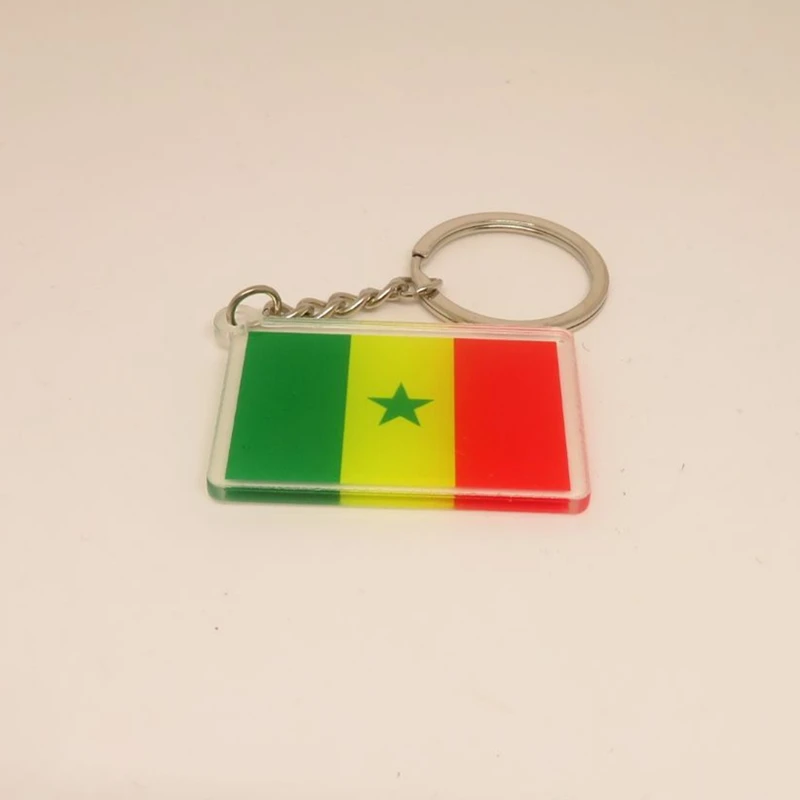 Senegal Key Chain Key Ring keychains Charm Senegal Flag Symbol Pattern Keyrings Women Men Car Keychain Jewelry Gif