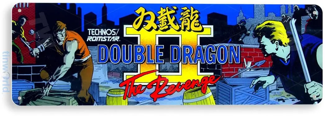 Blechschild Double Dragon 2 Arcade Shop Game Room Marquee Metallschild Dekor Retro Konsole A335