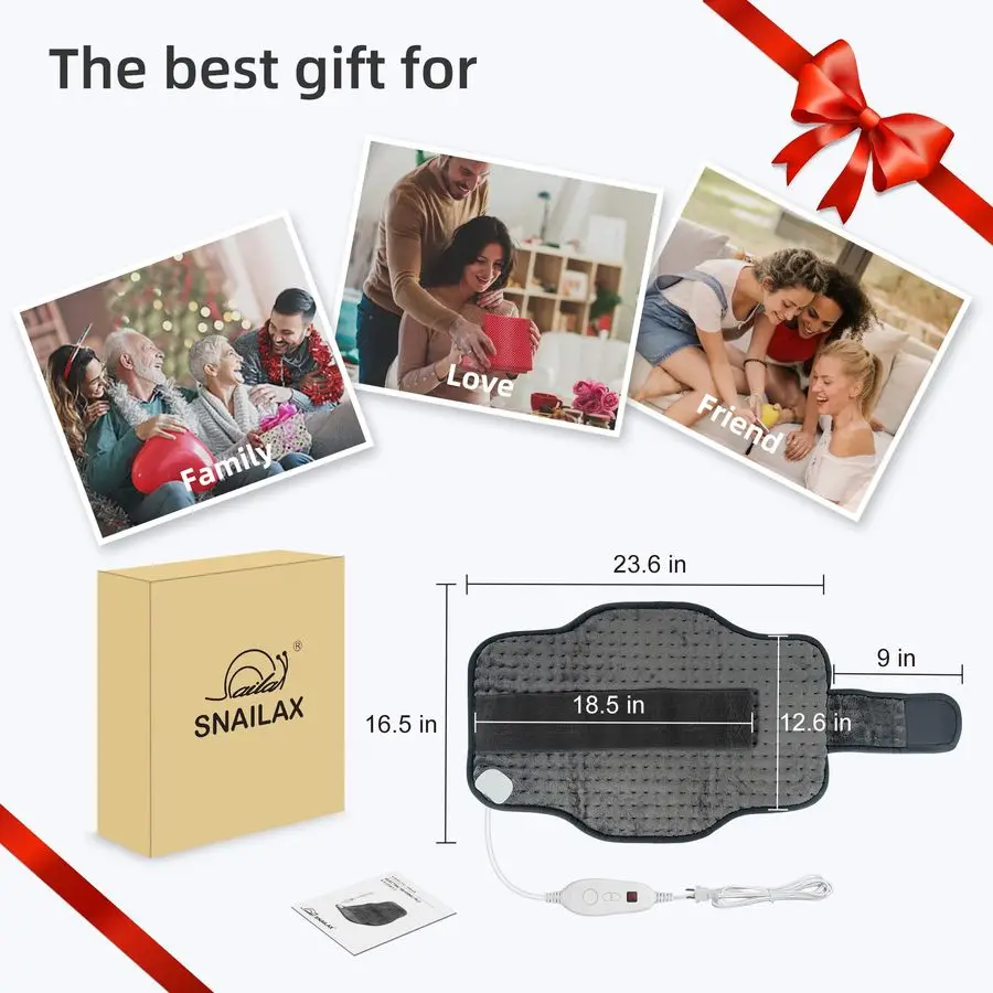 

Heating Pad for Back Pain Relief��Electric Heat Pad for Period Cramps, Neck, Shoulders, Heated Pad with Adjustable Strap, 6 Heat