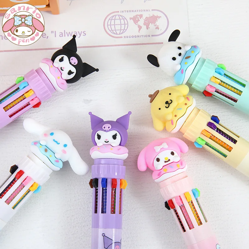 Sanliou 36pcs 10 Color Ballpoint Pen Set Multi-Color High-Value Cartoon Mark Painting Hand-Held Ballpoint Pen Writing Office