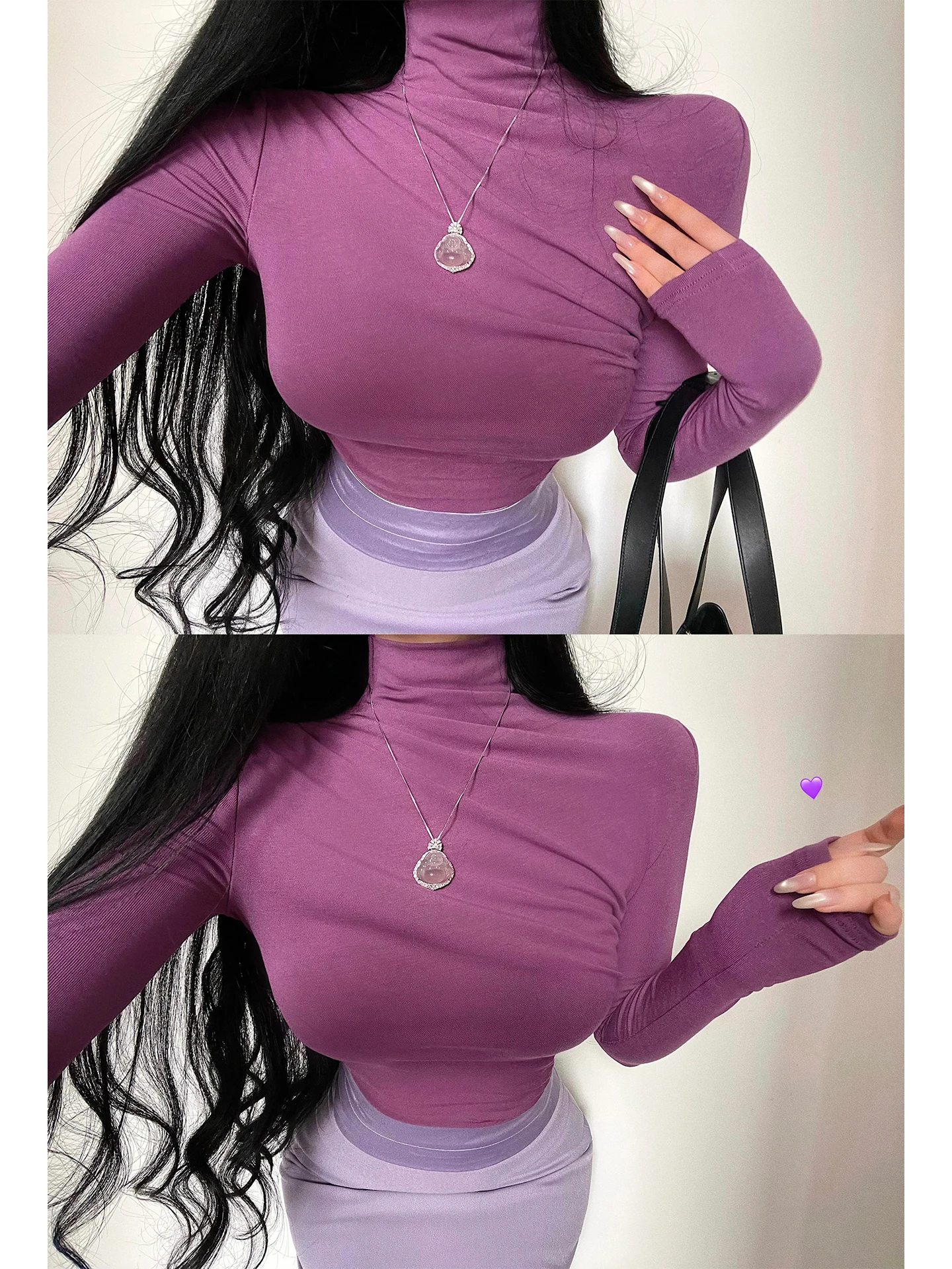 

Футболка Slim Fit с высоким воротником и длинным светом, женская повседневная одежда, топ с подкладкой на талии, базовый слой, топ Young Girl Day Sle