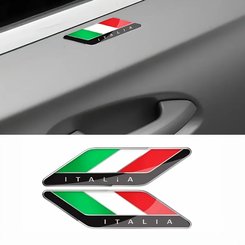 2PCS Italy Flag Sticker 3D Emblem Badge Resin Decoration Car Accessories Italian for Motobike Car Bike Truck Skateboard
