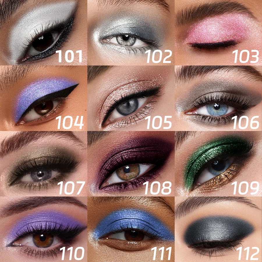 Lápiz de sombra de ojos metálico, blanco, negro, morado, 12 colores, brillo, 1 lápiz delineador, resaltador, sombra de ojos en crema azul de larga duración