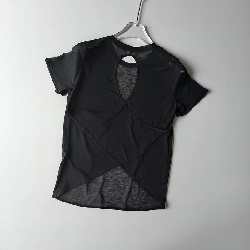 Yoga Clothes Women's Blouse Short-sleeved Hollow Cross Thin Mesh Beautiful Back Outside Shirts Slim Fitness Sports Top Clothing image 6