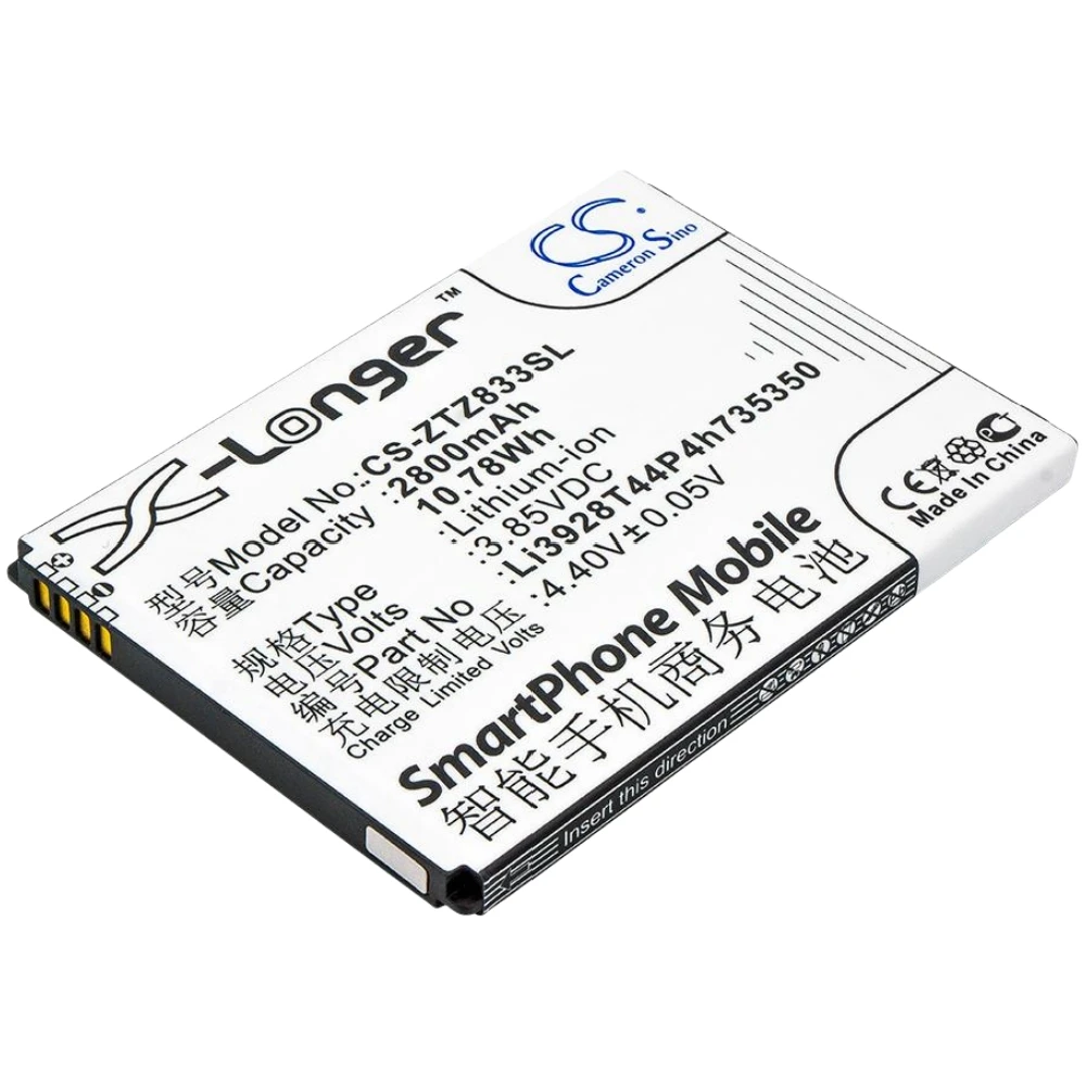 

Li-ion Mobile, SmartPhone Battery for ZTE, 3.85V, 2800mAh, Compatible Models: Avid Trio, Q802T, Z833, Z836BL, Z837VL, ZFIVE 2