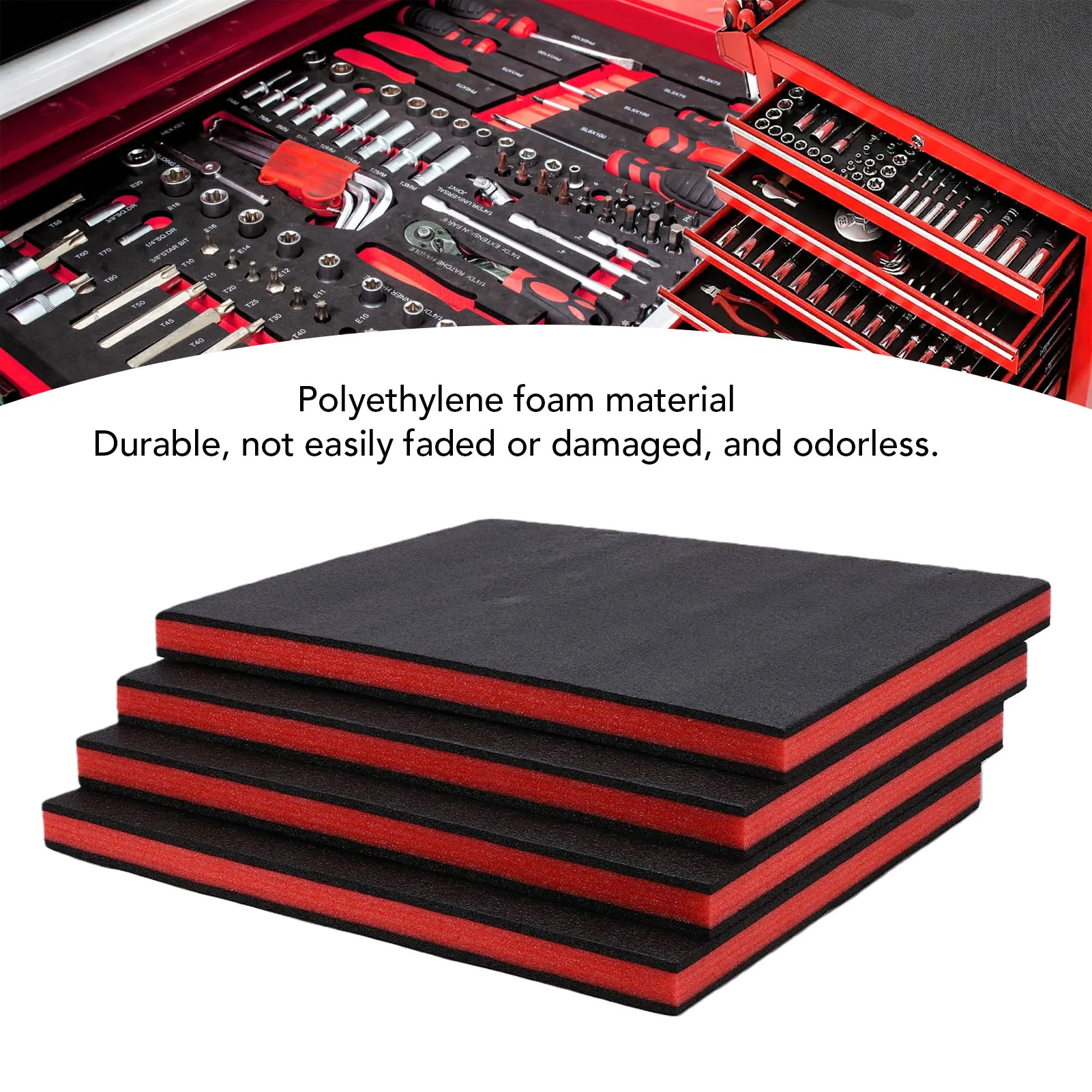 Kit com 4 Espumas de Polietileno Recortáveis para Caixas de Ferramentas e Gavetas Rígidas - 50x40x3,5cm