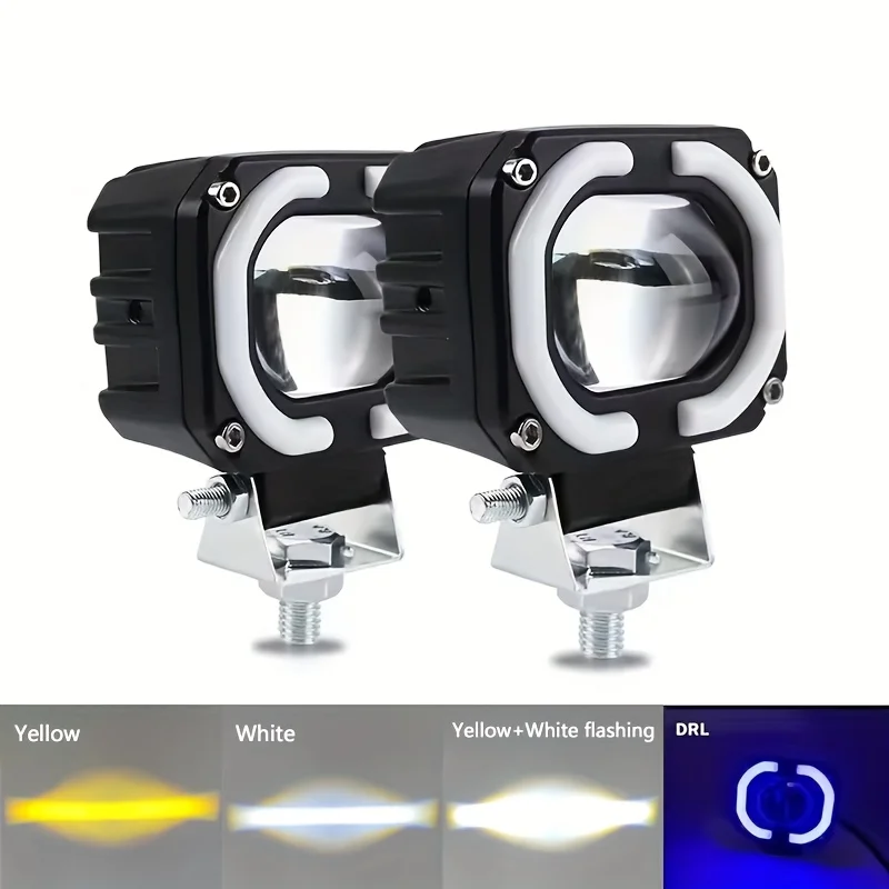 

1PC 4 modes Motorcycle LED Fog Light Headlight Car Offroad Truck Angel Eyes LED light Portable Spotlights Driving Car Boat Light