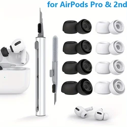 4 Pairs Silicone Ear Tips & 2in1 earphone cleaner Brush tools for Airpods Pro 1 2 earphones wireless Noise Reduction Pad BT Earp