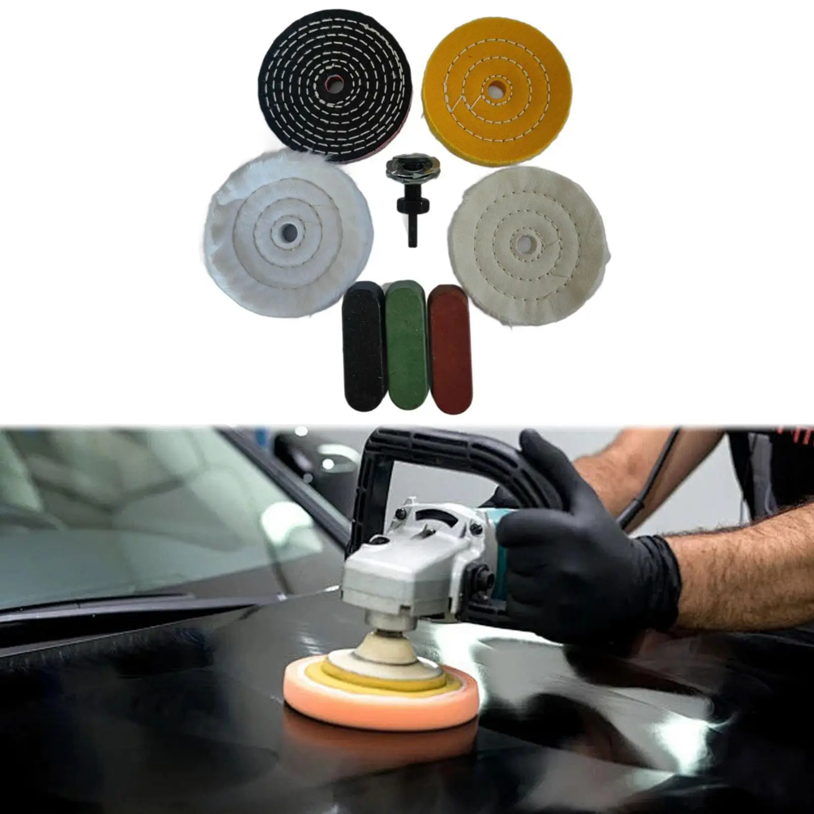 

Buffing Polishing Wheel Kit Accessories Soft Easy to Install with Shank Buffing Pads for Ceramic Jewelry Aluminum Wood Chrome