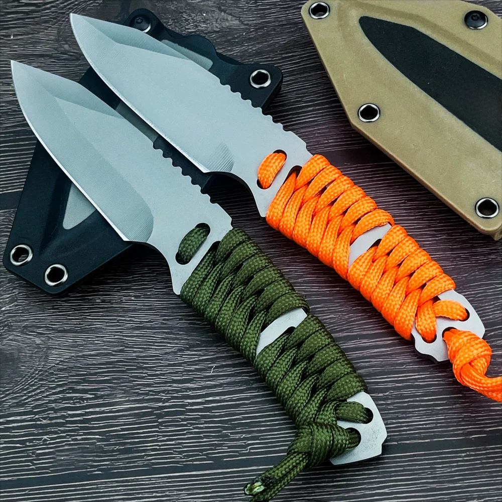 

Высококачественный охотничий нож с фиксированным клинком из стали 8Cr13MoV, новая модель 2026 года, с рукоятью из нейлонового шнура и ножнами