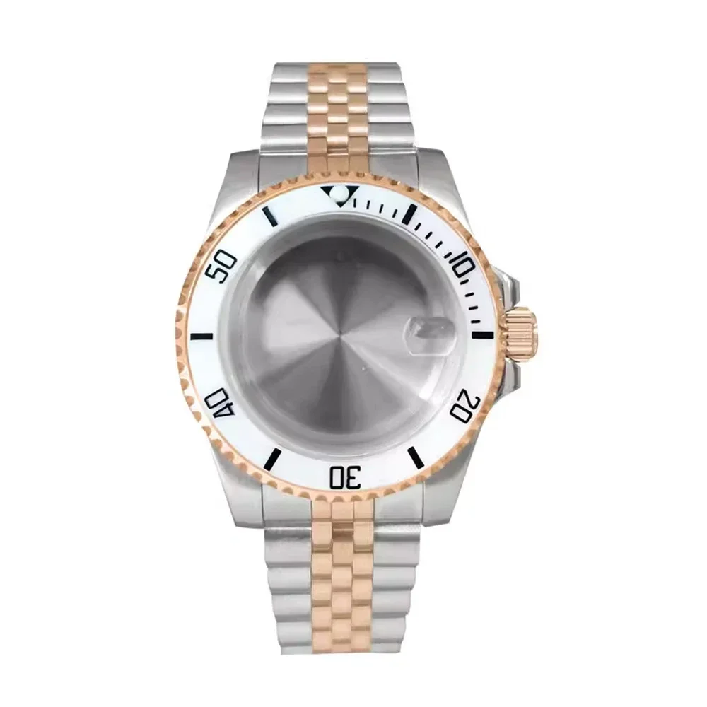 時計ケースセット,防水拡大鏡,サファイアガラス,ピンクゴールド,ステンレススチール,pvd,nh35,nh36ムーブメント,40mm