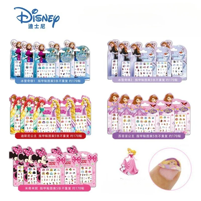 

5pcs Disney Nail Stickers Diy Nail Art Toys Cute Frozen Princess Elsa Anna Cartoon Decoration Anime Peripherals Birthday Gifts