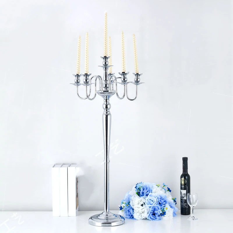 

Metal Candelabra Candle Holders 5 Arms Candlesticks Flower Vases Wedding Table Centerpiece Road Lead Party Decoration