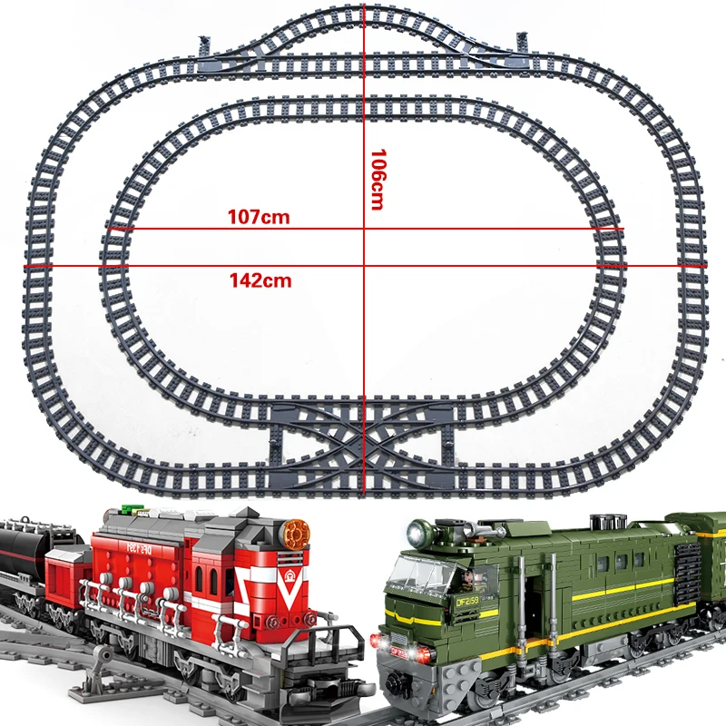 

City Trains Switch Flexible Tracks Straight Curved Rails Crossing Flexible High-Speed Railway Viaduct Building Block Bricks Toys