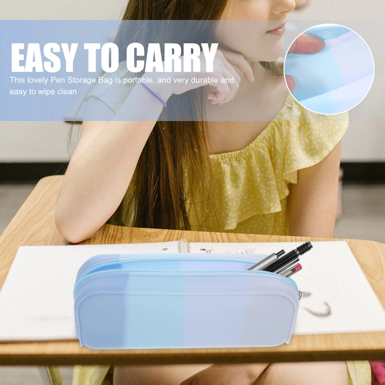 

Cute Silicone Pencil Case Aesthetic Candy Color Pencil Bag Large Capacity Easy Clean Stationery Organizer Gift