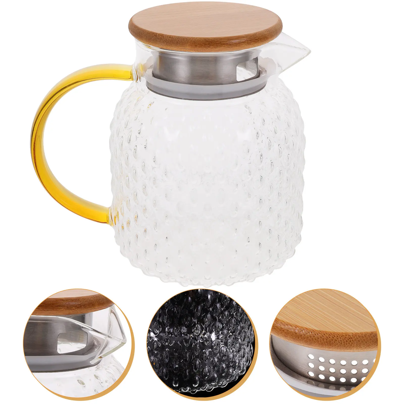 

1000Ml Glass Water Pitcher Cold Water Carafe Clear Tea Pot Juice Pitcher for Kitchen Living Room Fridge Drip Proof Spout Elegant