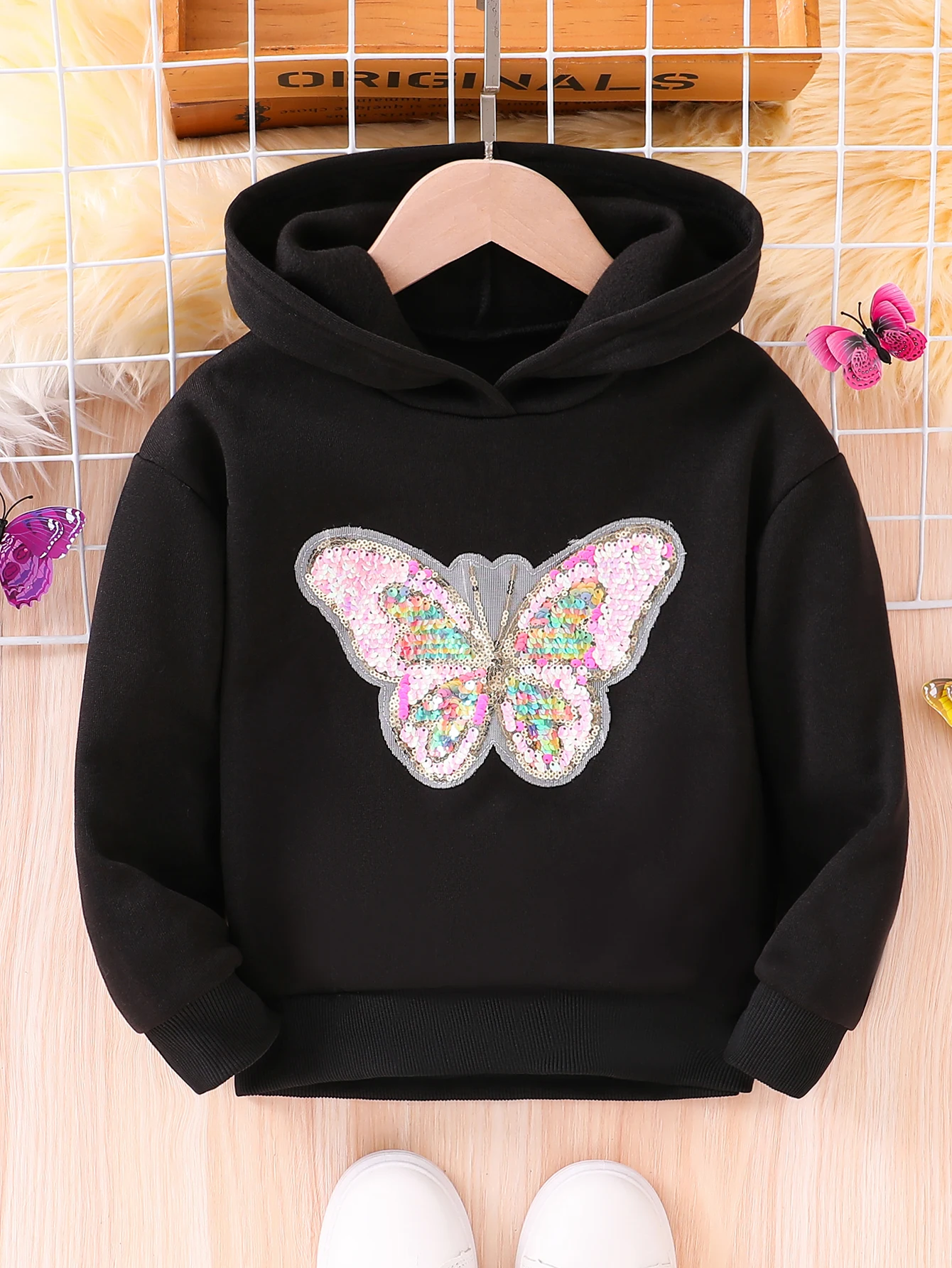 

Spring And Autumn Girls' Bow Bead Piece Korean Top Fashion Versatile Long Sleeved Hoodie