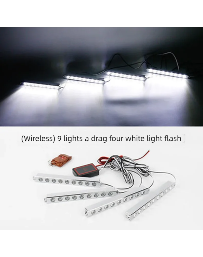 

4PC LED Strobe Light Wireless Car Emergency Flashing Light Car LED 12V Trailer Truck Strobos Police Warning Light Auto Diode Lam