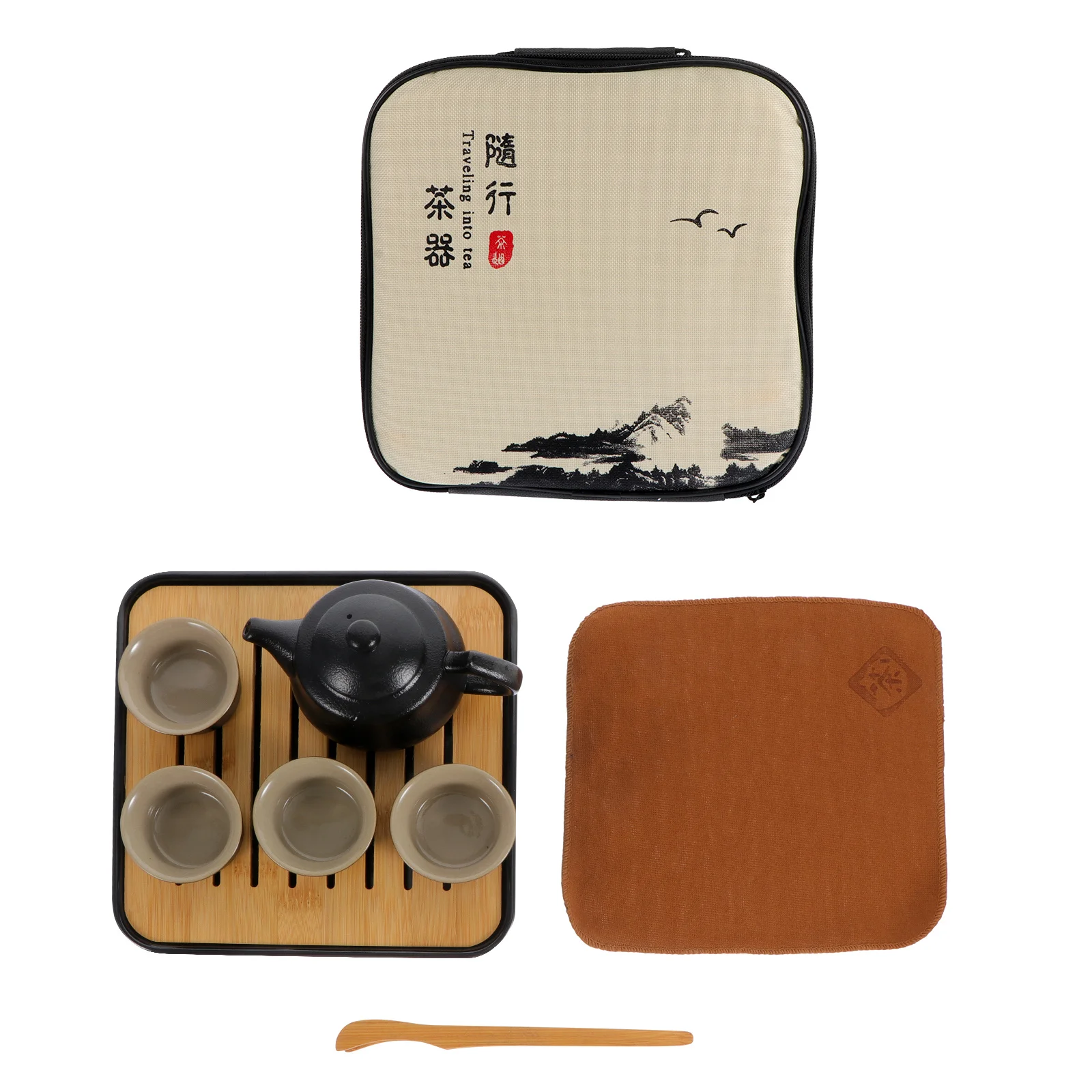 

1 комплект, дорожный чайный сервиз, фарфоровый керамический чайник, зажим для чашки, лоток, практичный подарок на новоселье, день рождения, дом