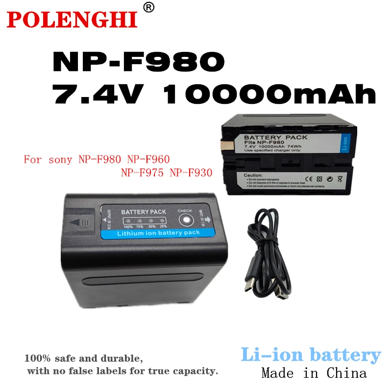 

10000mAh NP-F980 F960 F970 NPF980 Canon Battery Lithium-ion Rechargeable Batteries Parkside 18650 Powerbank Camping Portable