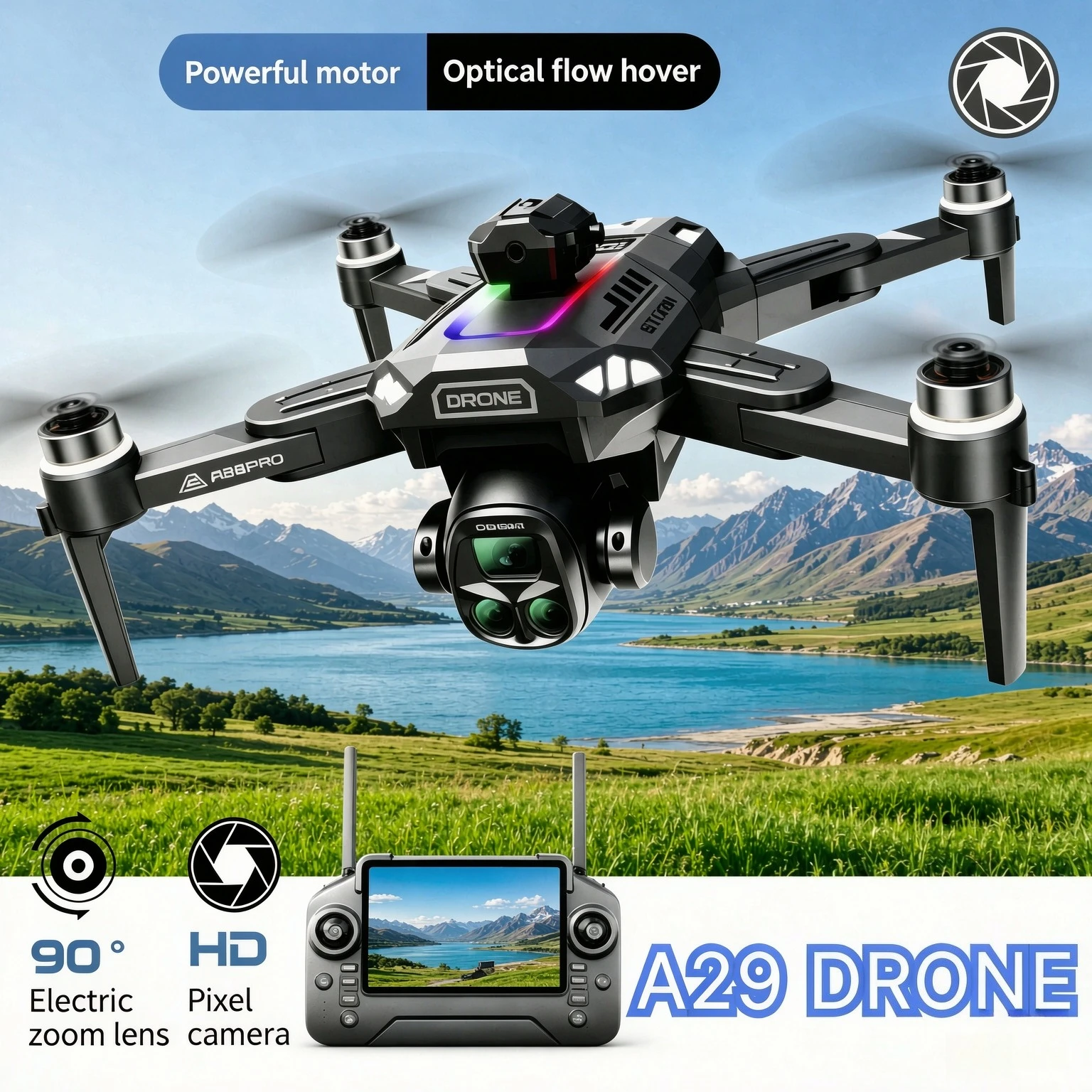 Original A29 GPS PRO Mini Foldable Drone Digital Screen Optical Flow WiFi FPV RC Quadcopter Aerial Photography UAV