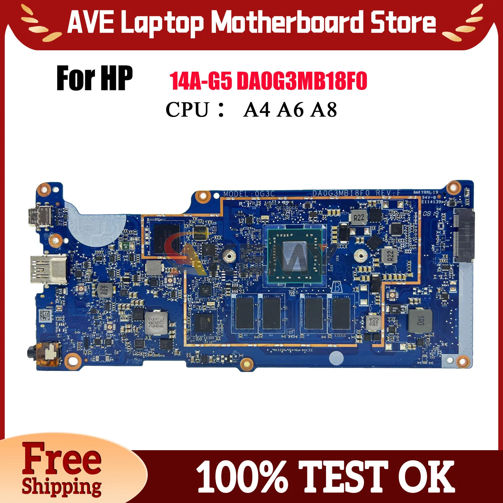 

DA0G3MB18F0 Материнская плата для ноутбука HP Chromebook 14A G5 с процессором A4-9120, 4 ГБ ОЗУ, 16 ГБ SSD L51910-001, протестировано, ОК