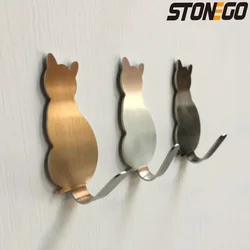 JJYYSelf Adhesive Hooks Cat Pattern Storage Holder for Bathroom Kitchen Hanger Stick on Wall Hanging Door Clothes Towel Racks