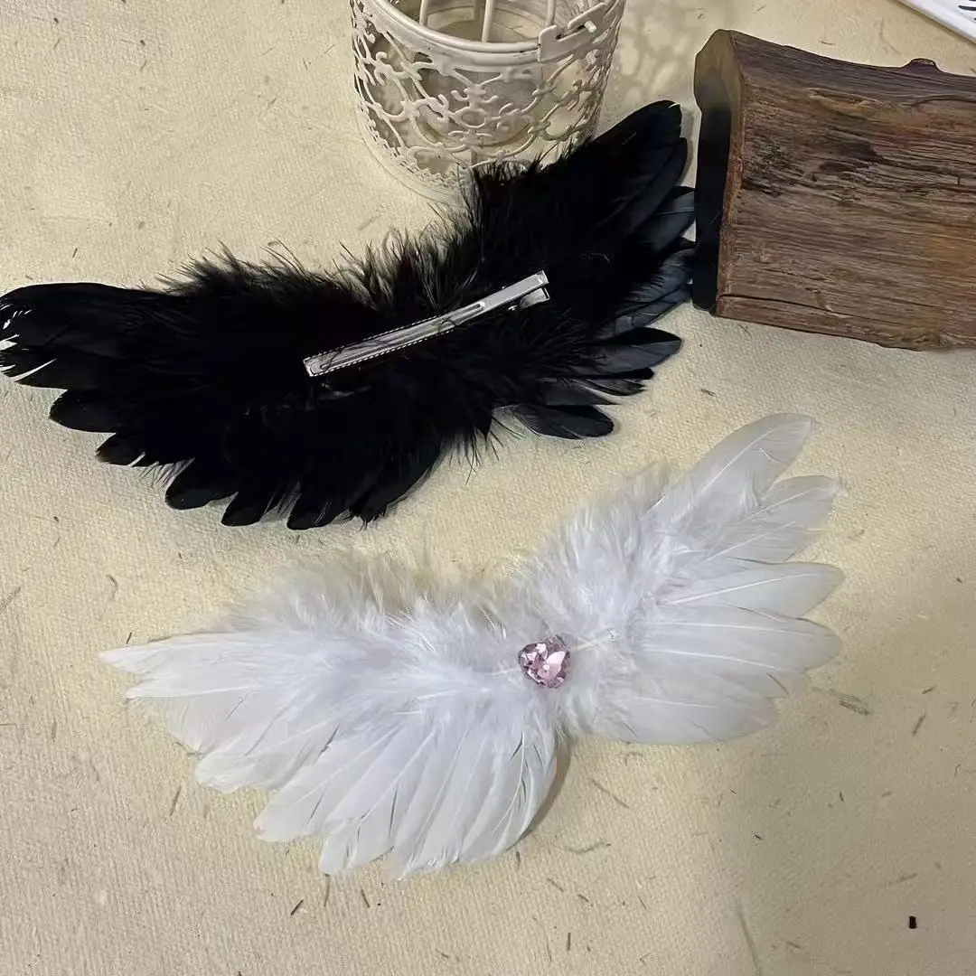 

White Feather Wings Hairpin Female Pure Desire Atmosphere Ballet Style Hair Accessories Sweet Cool Back Head Hairpin
