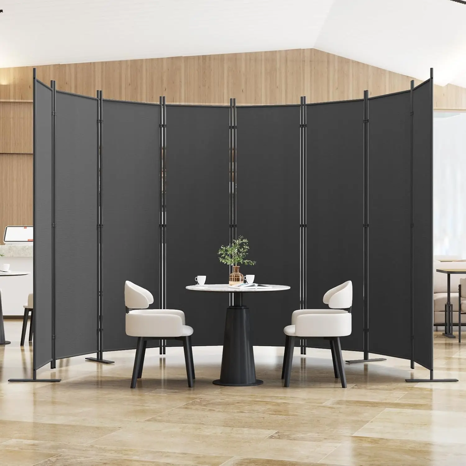 8-Panel 6 ft Tall Indoor Folding Room Divider, Portable Privacy Screen, Freestanding Partition Separator, Temporary Wall Separat