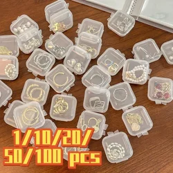 20/50/100pcs Mini Plastic Storage Box Square Transparent Portable Container Jewelry Holder Earrings Packaging Display Case