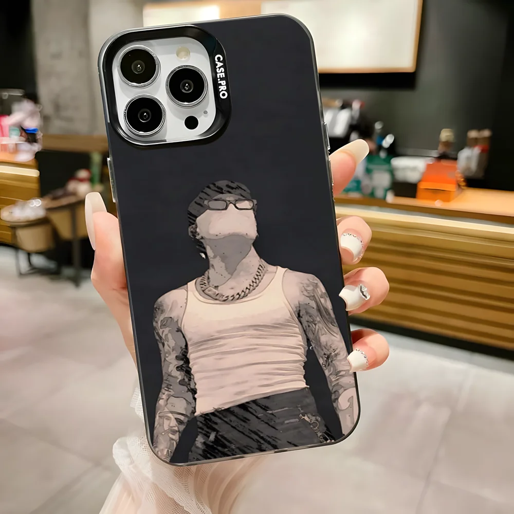 حافظة هاتف Gervonta Peso Pluma لهاتف iPhone 16,15,14,13,12,11,Pro,Max,Plus, Mini,XS,SE مضادة للسقوط باللون الأسود غير اللامع