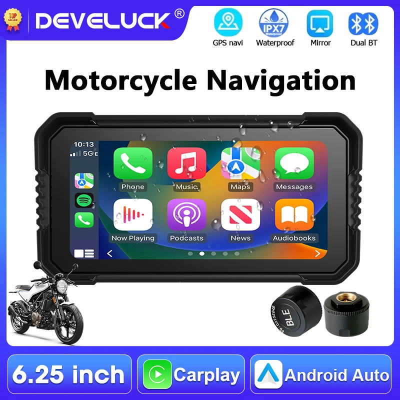 

6,25-дюймовый сенсорный экран, GPS-навигатор для мотоцикла, беспроводной Carplay, Android Auto, BT5.0, видеорегистратор, мото-монитор, IPX7, водонепроницаемый