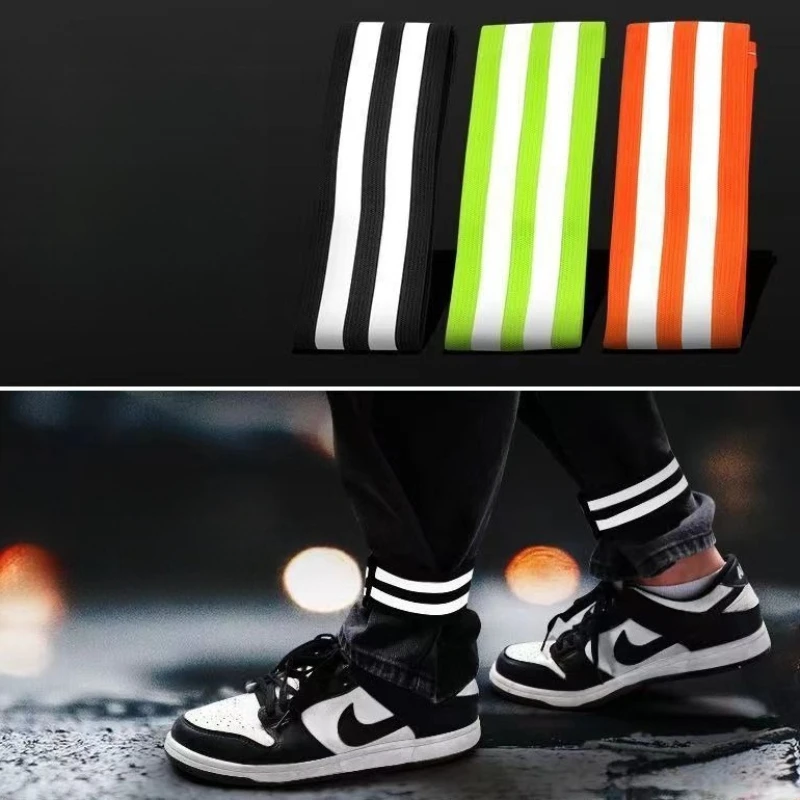 High Visibility Reflective Leg Straps Safety Elastic Bands for Running Cycling Hiking Night Outdoor Sports