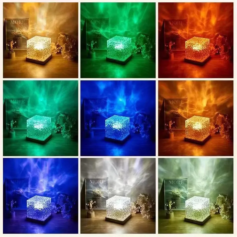 Ocean Wave Aurora Projector Light 16 Colors Dynamic Rotating Water Ripple Projector Lamp With Remote Dimmable For Home Decor