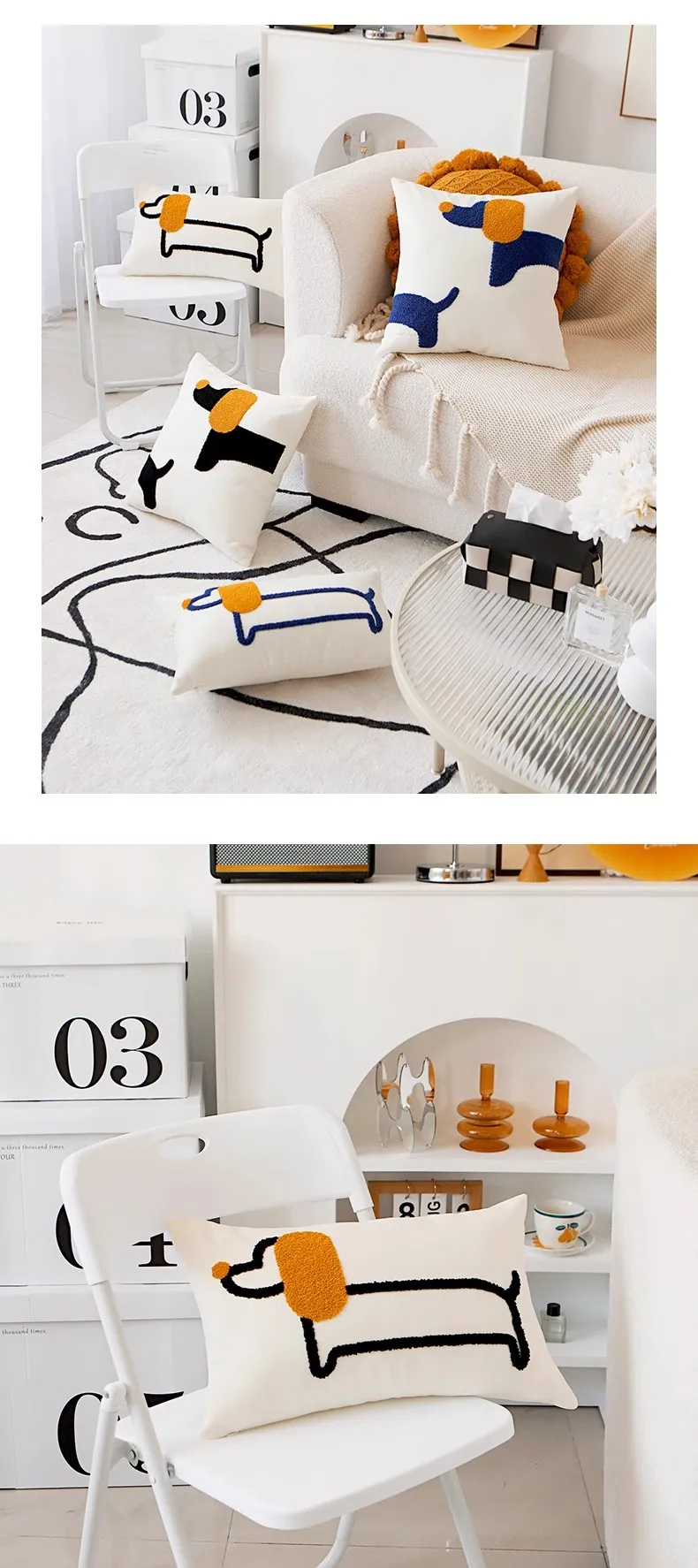 Original Design bestickt Kissen Kissenbezug moderne einfache Hund Kissenbezug Ins Tier niedlich Sofa Dekor Kissen Kissenbezug – Detail 10
