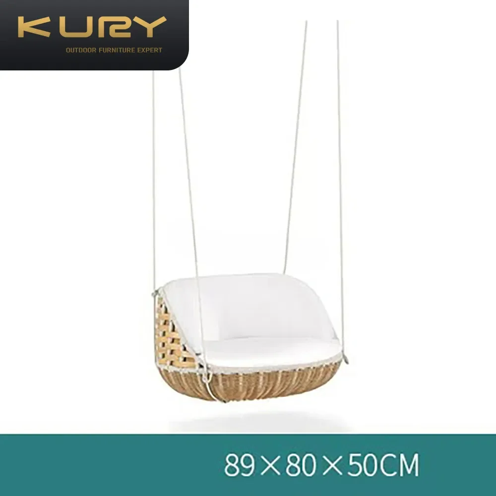 Modern Resort WaterProof Outdoor Hanging Sofa Adults Garden Outdoor Furniture Patio Swings Rattan Swinging Chair for Hotel