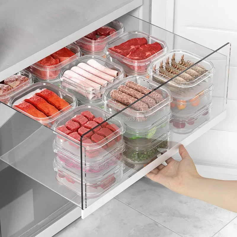 Refrigerator Storage Box Fridge Organizer Fresh Vegetable Fruit Boxes Drain Basket Storage Containers Pantry Kitchen Organizer