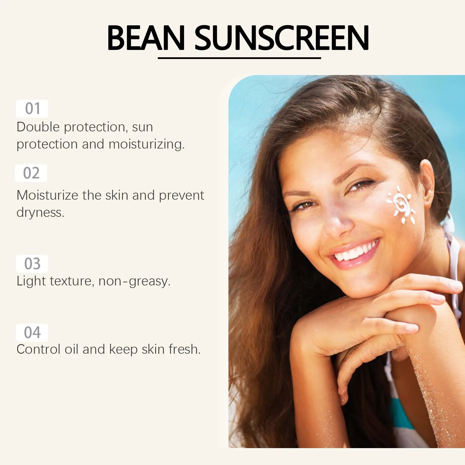 SPF 50+ واقي من الشمس مرطب خفيف يهدئ كول Sunblock UVA/UVB سطع مضاد للأكسدة من الشمس يمنع حروق الشمس ترطيب واقي من الشمس #3