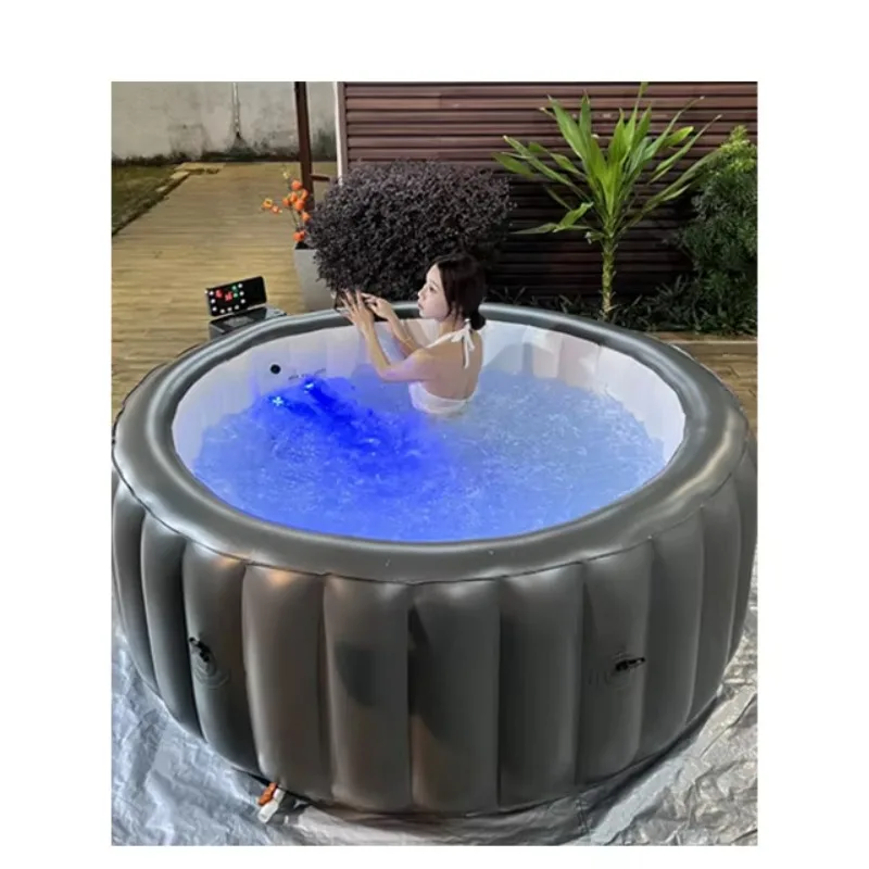 Outdoor Hot Tub 6 Persons Garden Spa Portable Whirlpool Spa Inflatable Foldable Baby Adult Bathtub