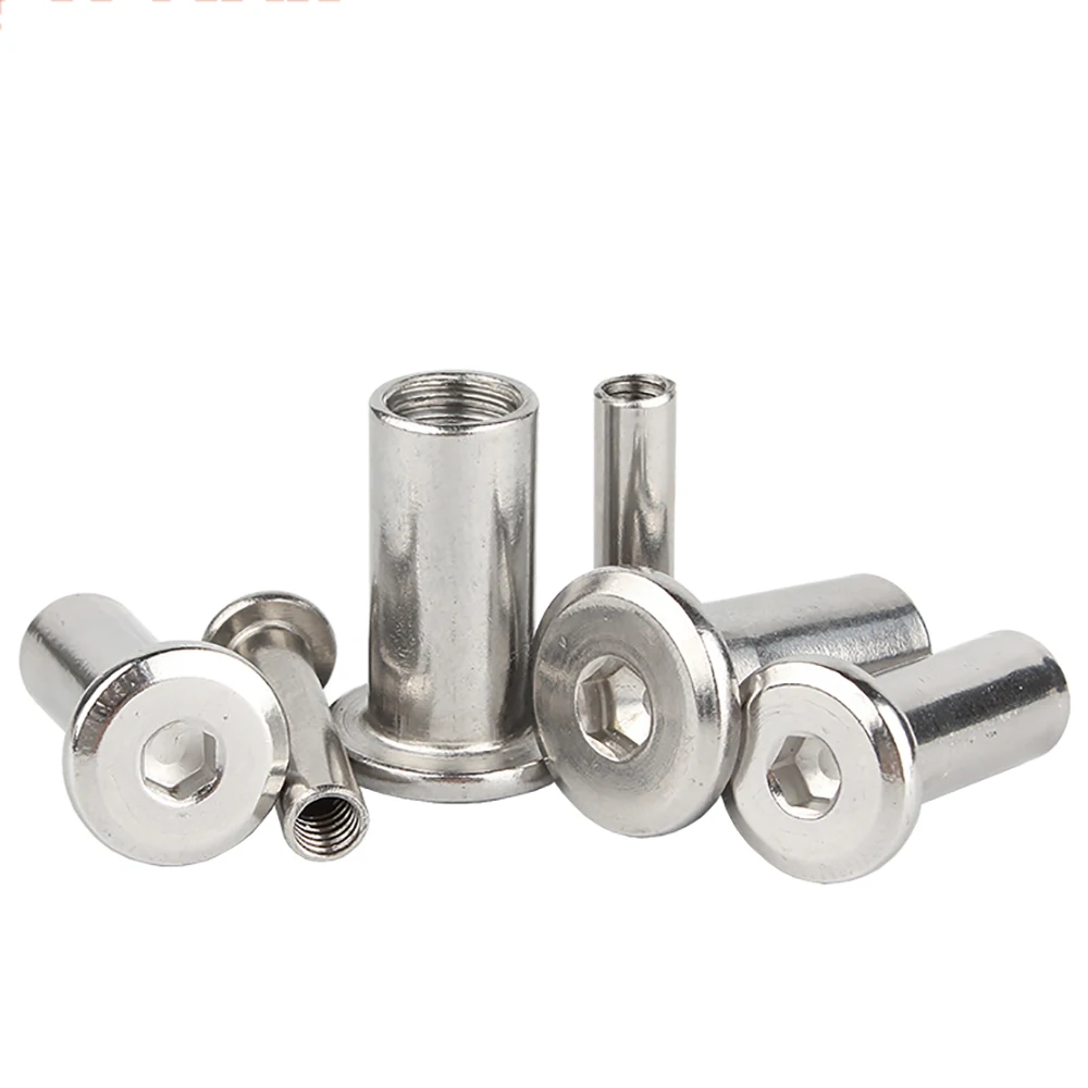 2/20 stücke M3 M4 M5 304 Edelstahl Große Flache Hex Hexagon Buchse Kopf Möbel Niet Stecker Einsatz joint Hülse Kappe Mutter – Detail 30