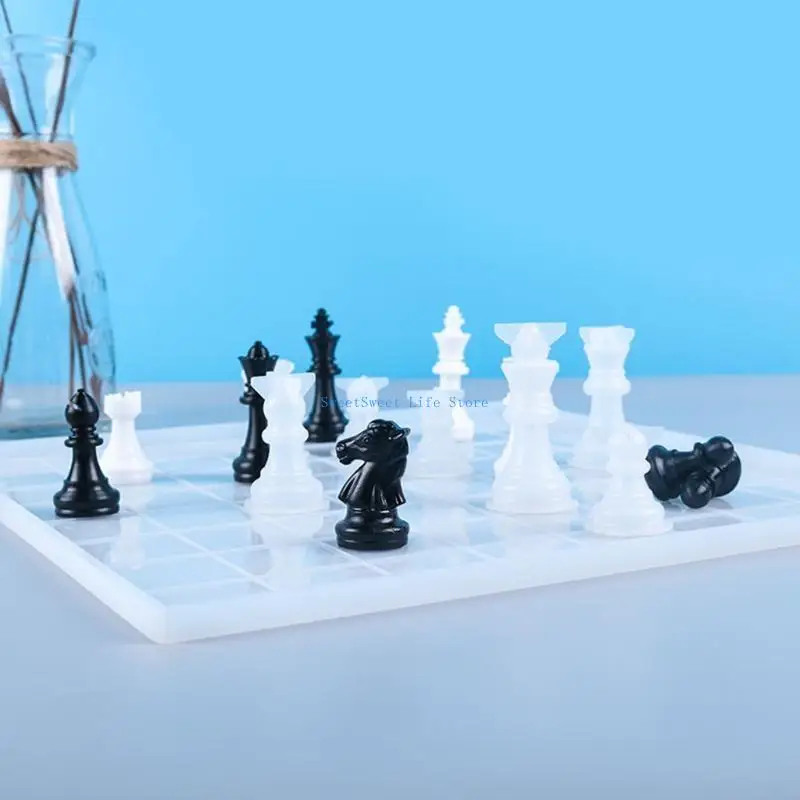 

D5QB Checkerboard Chess Board Silicone DIY Mold Chess Checkers Board Resin Mold