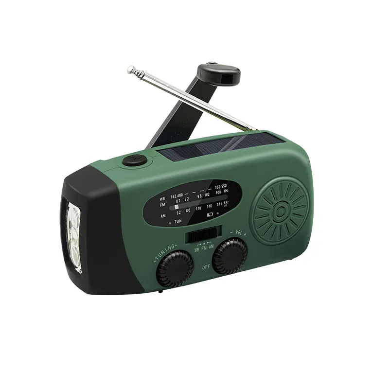 2000mAh AM FM Radio Multifunctional Solar Hand Crank WB NOAA Weather Radio type-C Charging Emergency LED Flashlight Power Bank