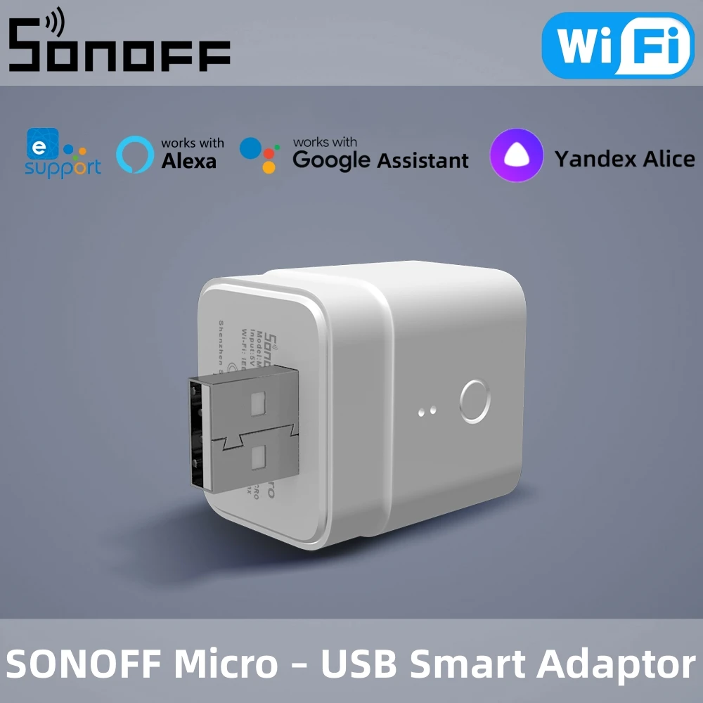 1~10Pcs SONOFF Micro WiFi Smart Plug 5V Wireless USB Smart Adaptor EWelink App Control Work With Alexa Google Alice SmartThings