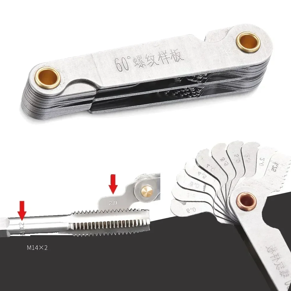 55/60 Degree Thread Plugs Gauge Metric Imperial Gear Tooth Screw Pitch Gauges Carbon Steel Measuring Tool Tap Thread Measurement