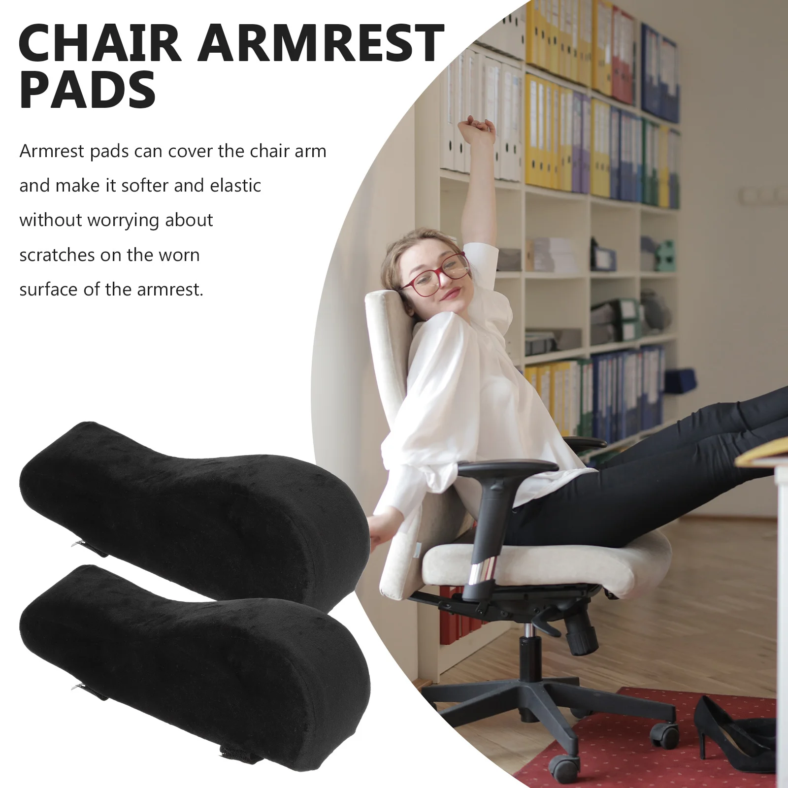 

1Pair Memory Foam Chair Arm Pads Comfortable Elastic Armrest Covers Office Gaming Desk Chair Armrest Cushions Elbow Support Pads