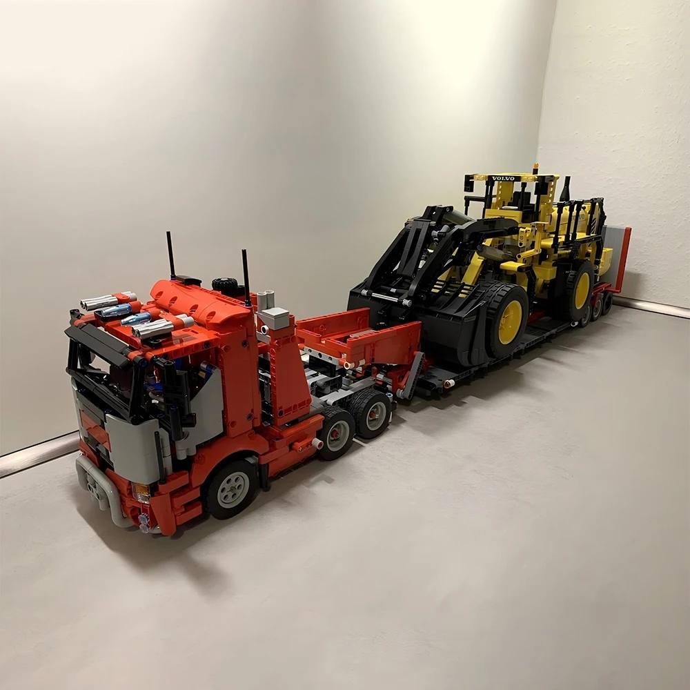 New MOC Engineering Container Tractor Heavy Truck Trailer Tower Head Technology DIY Children's Toy Boy Gift Building Block Set