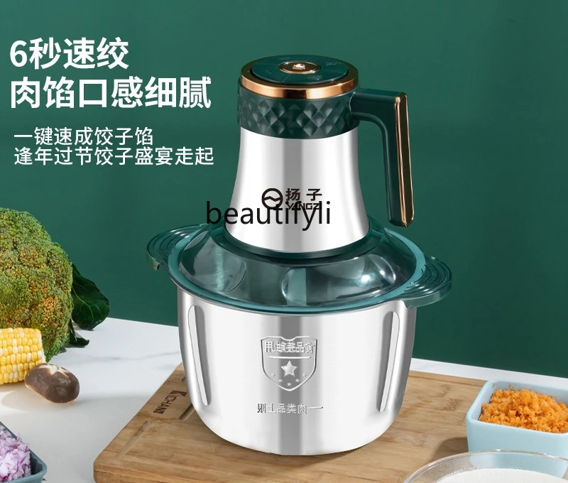 Tritacarne elettrico domestico di grande capacità, tritacarne per aglio in acciaio inossidabile, macchina da cucina