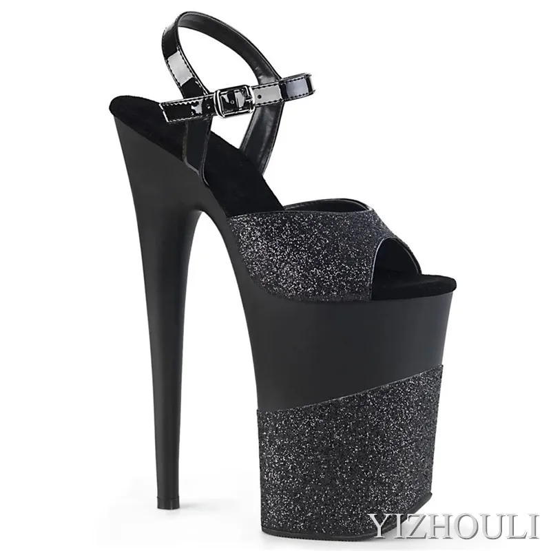 

Summer stiletto sandals for women, black bag heels and 23 cm sexy stage show banquet 9 inch sandals