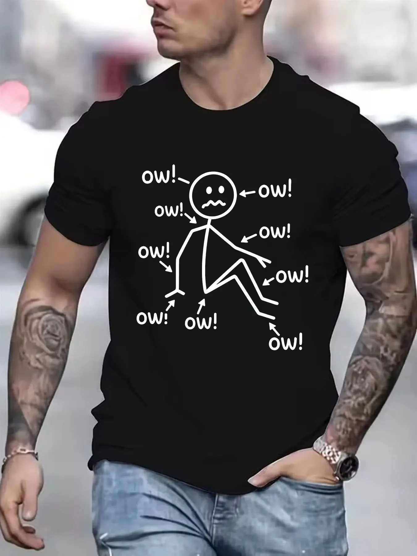 Ow T-Shirt Funny Chronic Pain Awareness Graphic Printed Women Short Sleeve Round Neck T Shirts Casual Summer Clothing